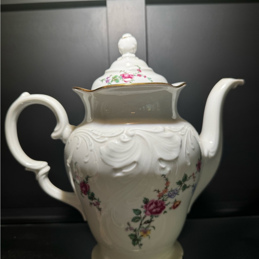 Floral White Porcelain Teapot